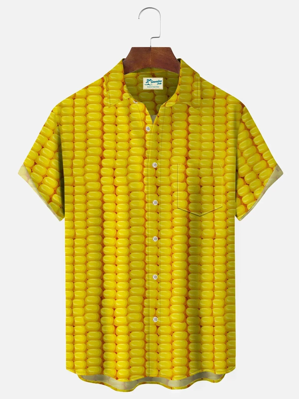 Thanksgiving Yellow Corn Cartoon Art Hawaiian Shirt for Men