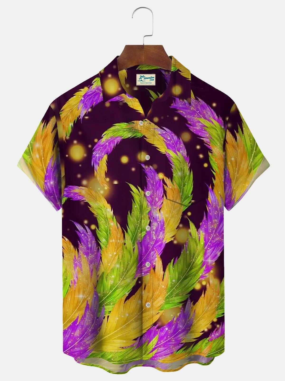 Mardi Gras Feather Art Purple Men's Holiday Hawaiian Shirt 1 Mardi Gras Feather Art Purple Men