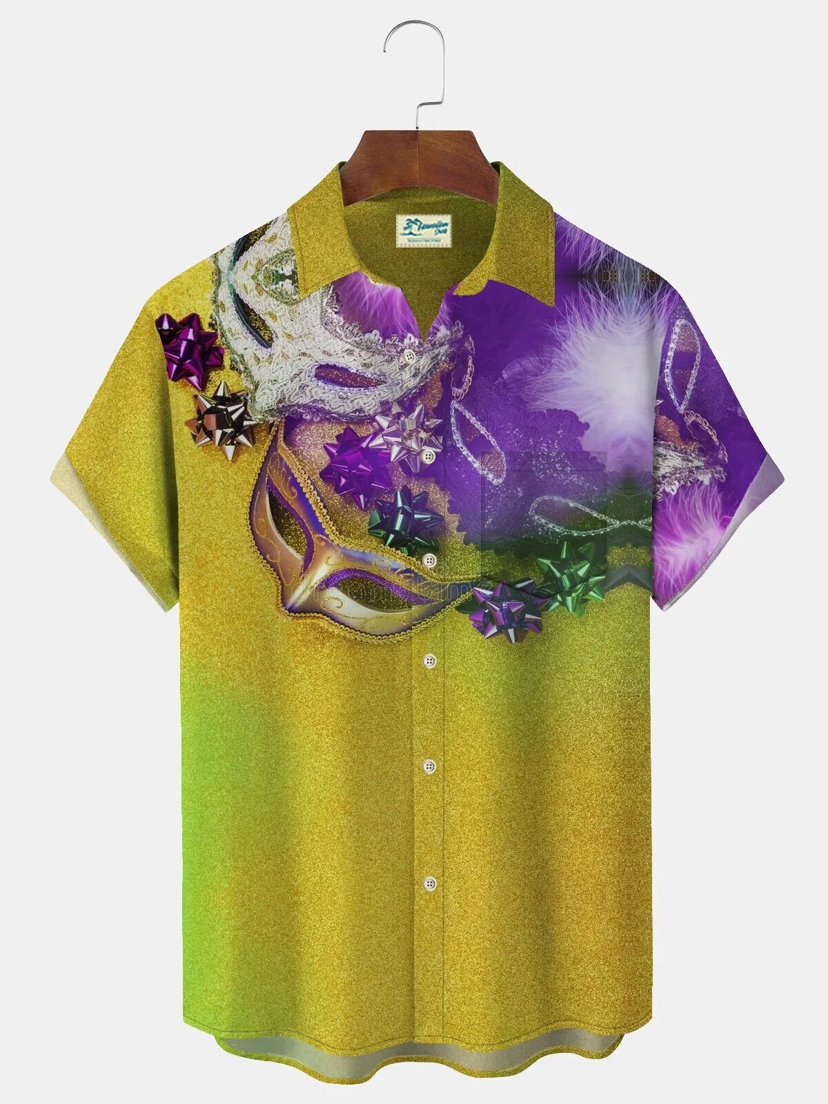 Mardi Gras Masquerade Mask Carnival Festival Gold Purple Hawaiian Shirt 1 Mardi Gras Masquerade Mask Carnival Festival Gold Purple Hawaiian Shirt