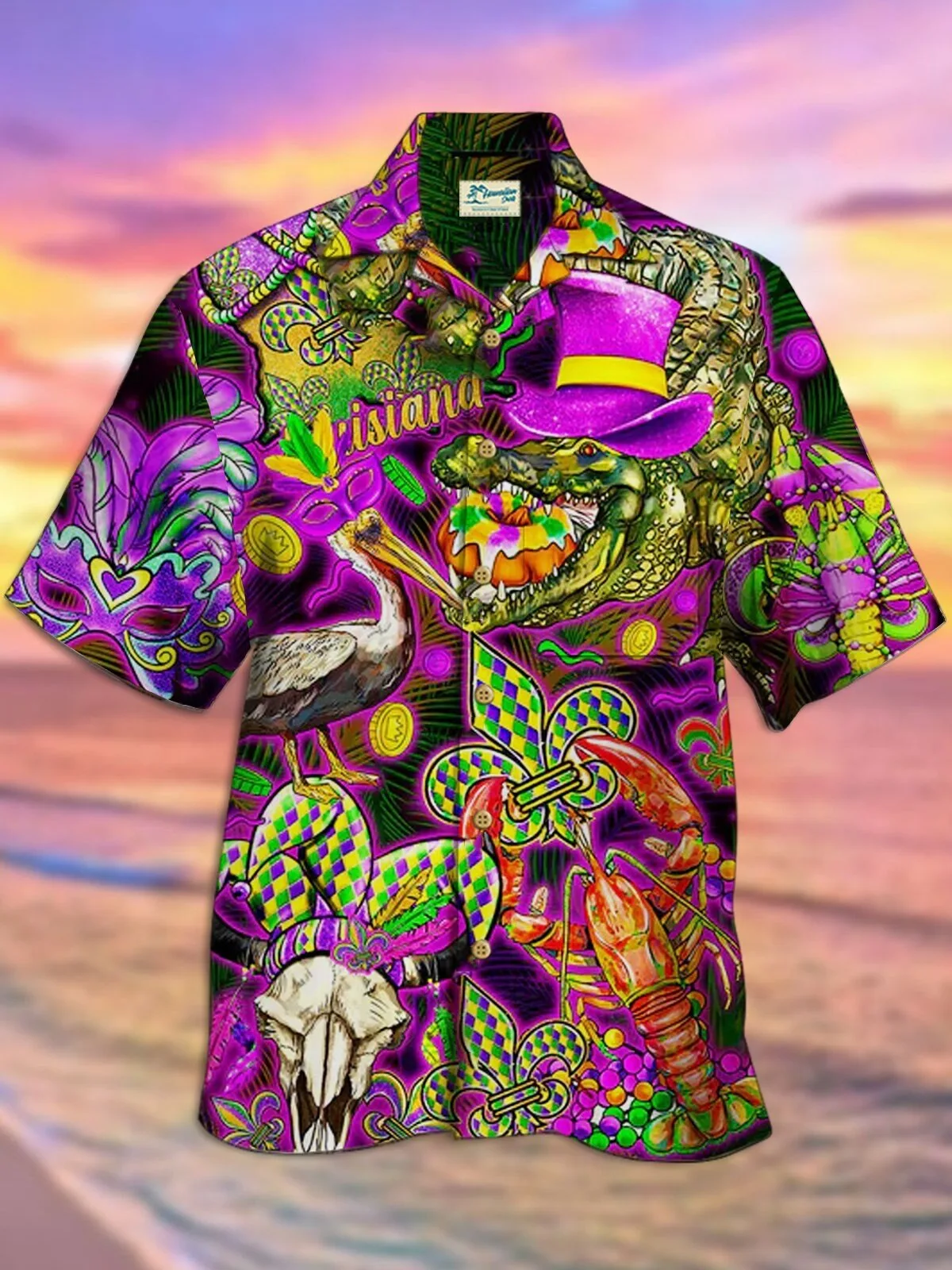 Mardi Gras Alligator Lobster Pelican Louisiana Festival Hawaiian Shirt 1 Mardi Gras Alligator Lobster Pelican Louisiana Festival Hawaiian Shirt