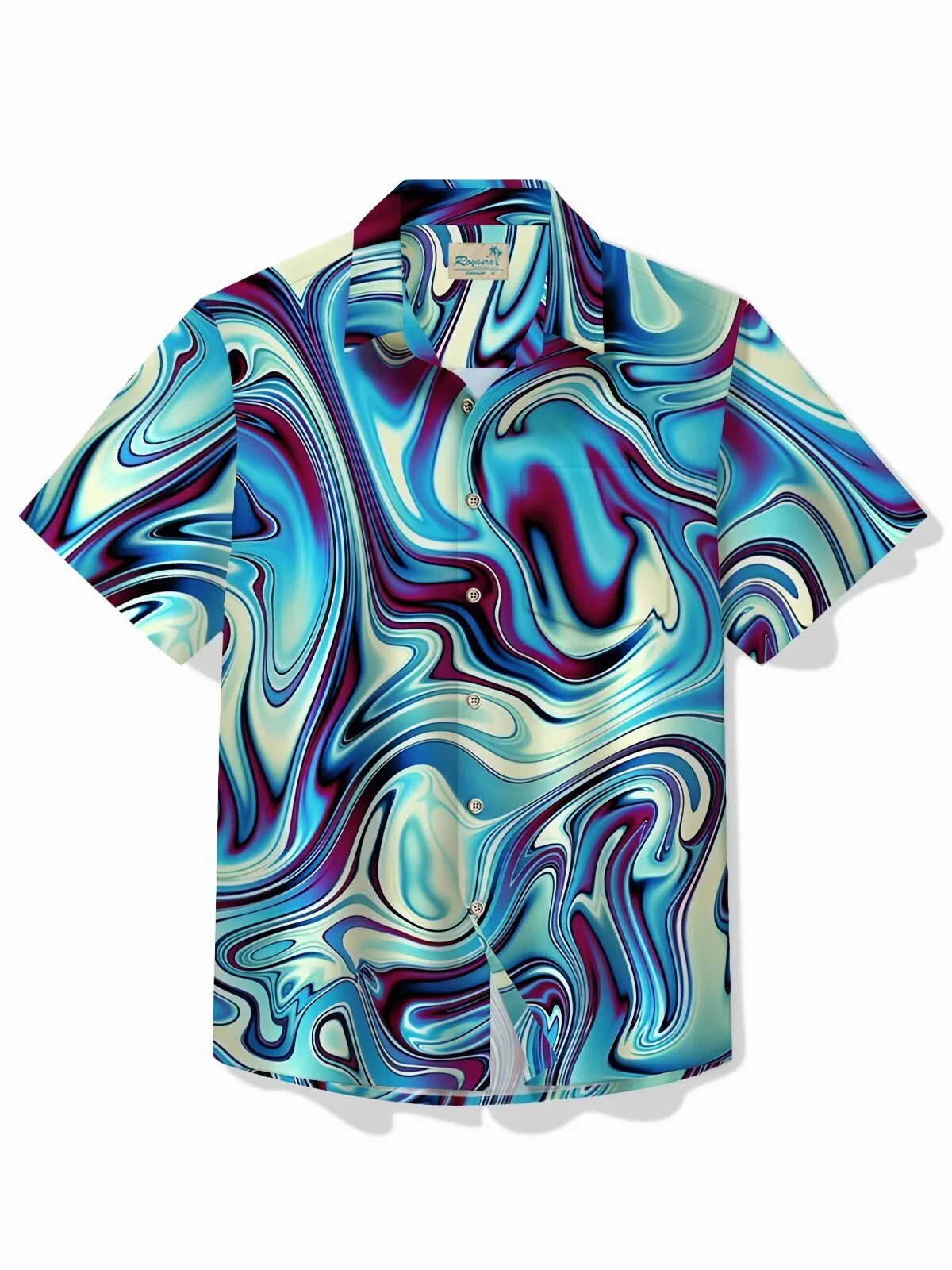 Retro Psychedelic Swirl Abstract Liquid Texture Print Men's Hawaiian Shirt