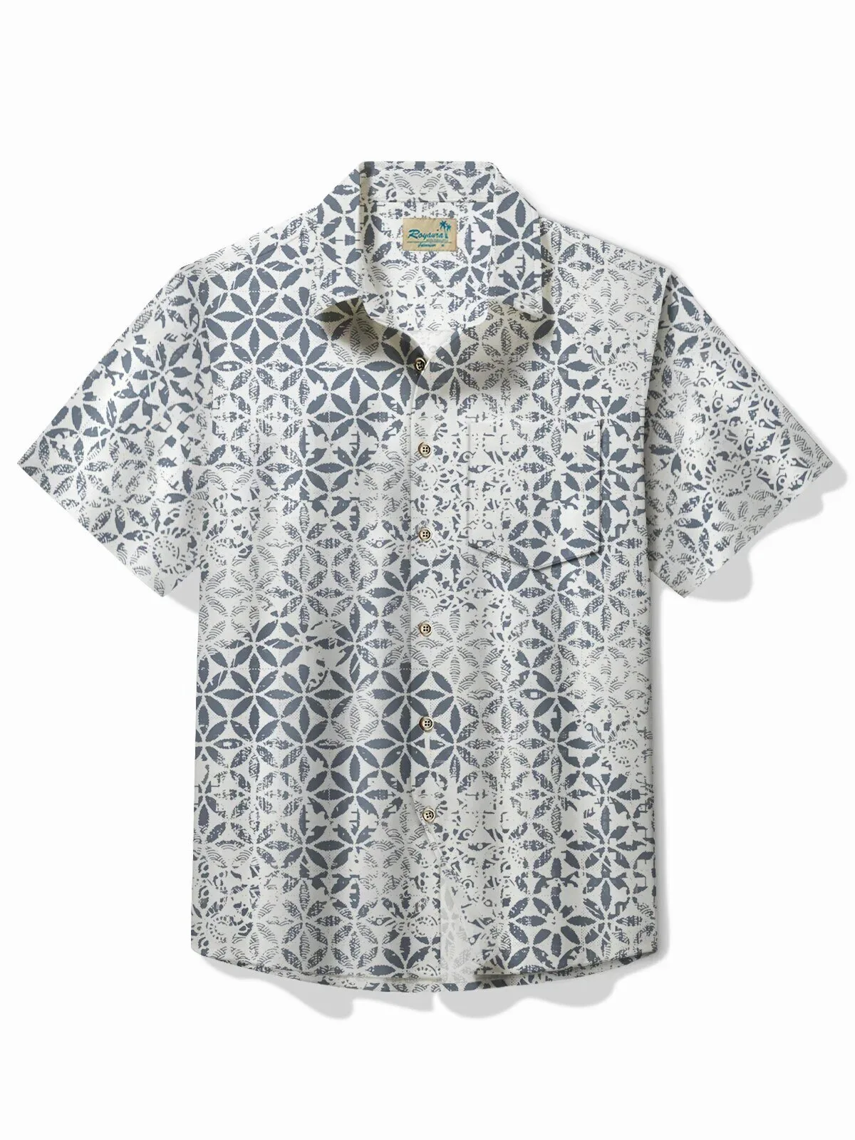 Retro Abstract Textured Men's Hawaiian Shirt with Pocket