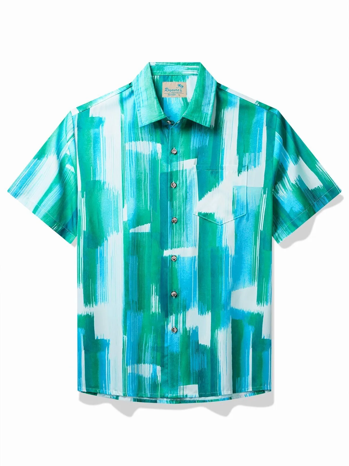 Royaura Abstract Textured Print Men's Short Sleeve Hawaiian Shirt
